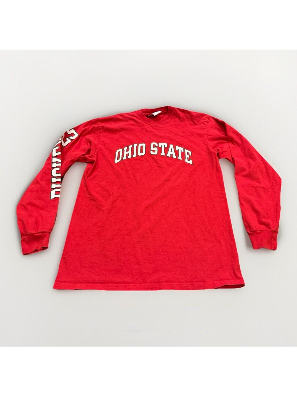 Champion Authentic Mens Red NCAA OHIO STATE Buckeyes Long Sleeve Shirt Size L